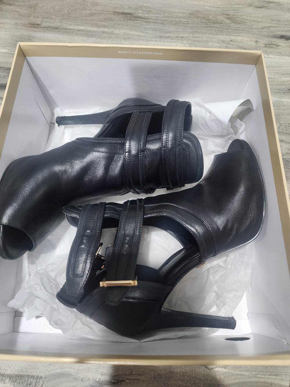 Michael Kors Black Leather Cutout Stiletto Ankle Boots